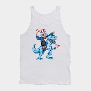 Uncle Sam Riding Dinosaur T Rex 4th Of July shirt Tank Top
